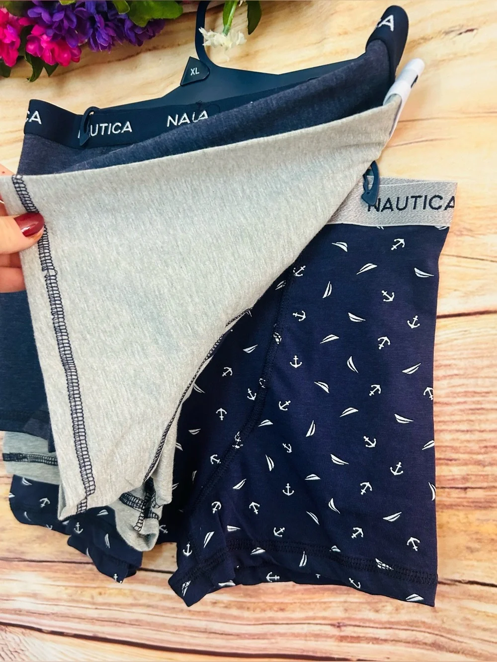 Nautica Boy’s Blue Grey Logo Anchor Print Cotton Boxers Underwear 3 Pack XL NWT